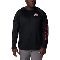 T-shirt noir à manches longues Columbia Ohio State Buckeyes Big & Tall Terminal Tackle Omni-Shade Raglan pour hommes