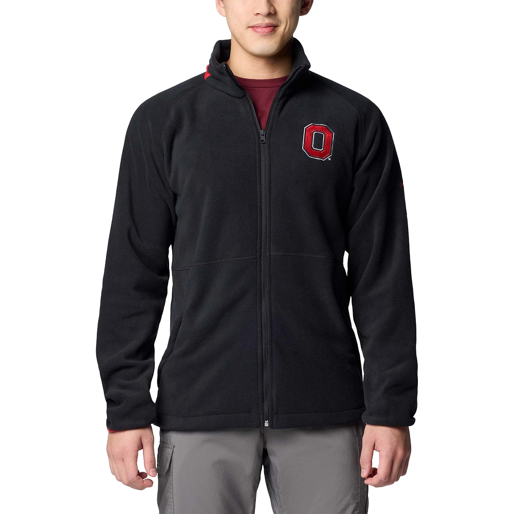 Veste polaire à glissière complète Columbia Flanker IV noire Ohio State Buckeyes pour homme