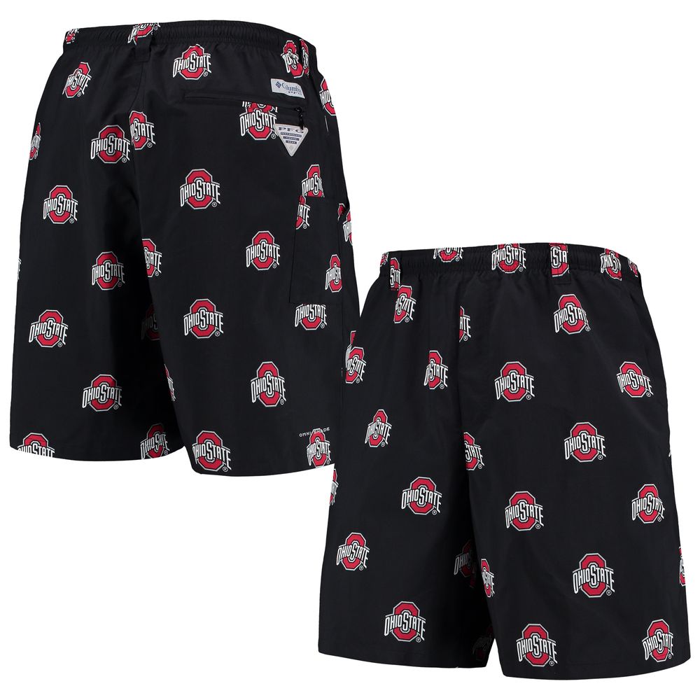 Men's Columbia Black Ohio State Buckeyes PFG Backcast II 8" Omni-Shade Hybrid Shorts