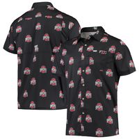 Men's Columbia Black Ohio State Buckeyes Super Slack Tide Omni-Shade Button-Up Shirt