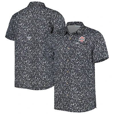 Chemise boutonnée pour homme Columbia Ohio State Buckeyes Super Slack Tide Omni-Shade Team noire