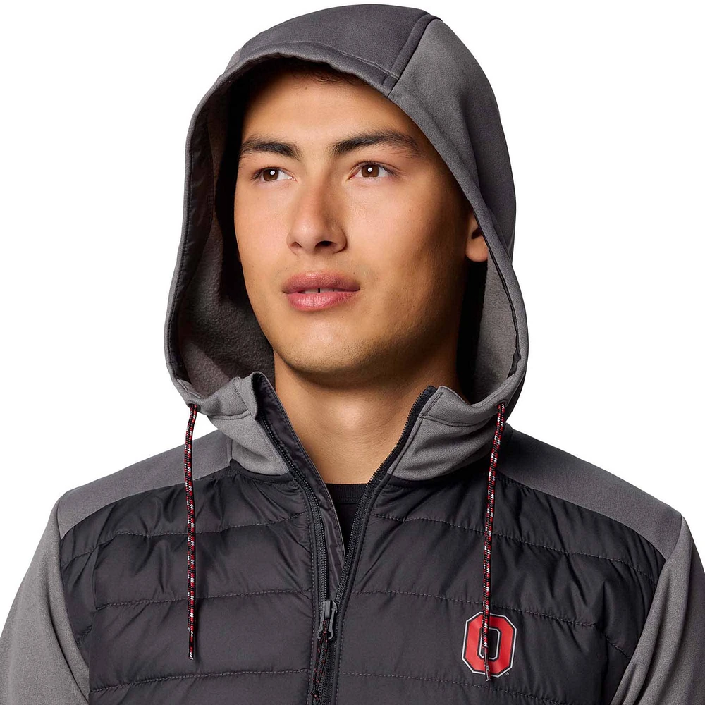 Veste à capuche hybride entièrement zippée Columbia Out-Shield pour homme, anthracite/gris Ohio State Buckeyes