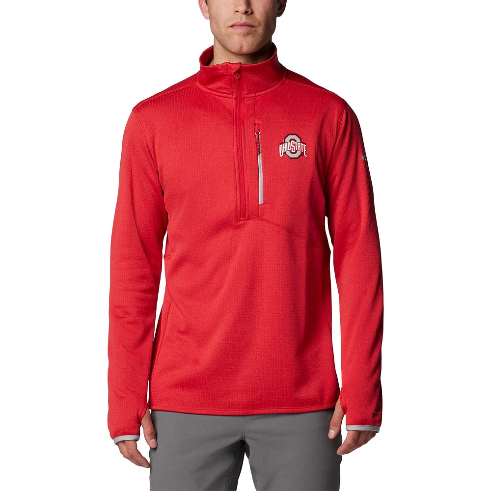 Veste à demi-zip en polaire omni-mèche Columbia Scarlet Ohio State Buckeyes Park View Grid pour hommes