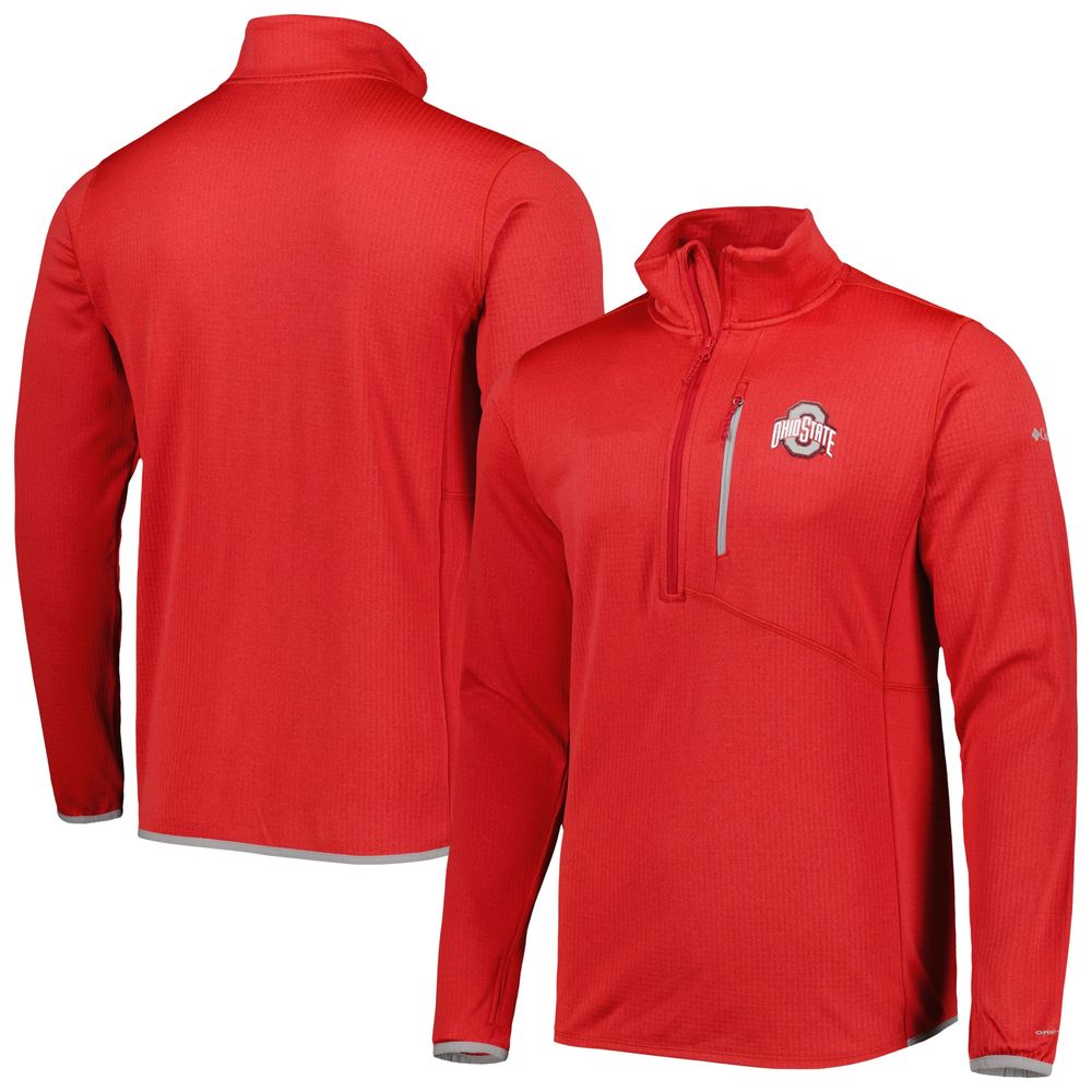 Men's Columbia Scarlet Ohio State Buckeyes Park View Omni-Wick Half-Zip Top