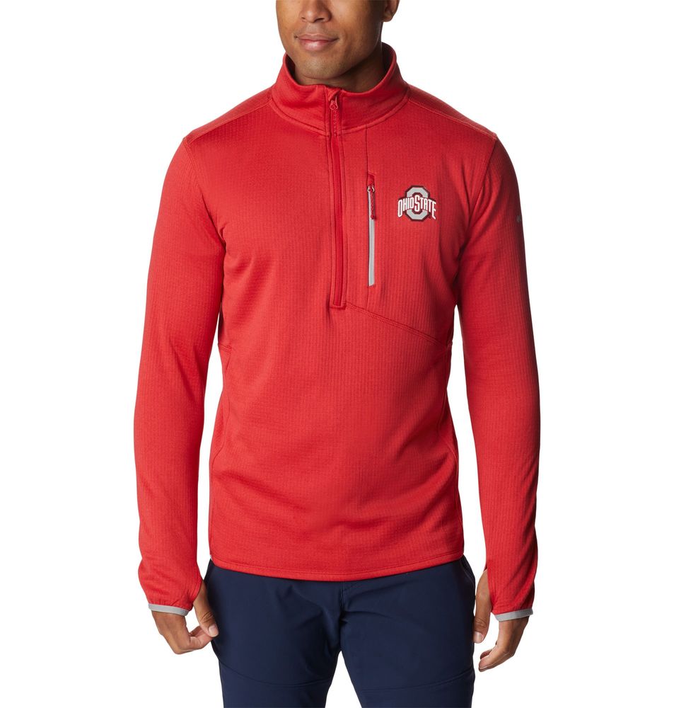 Men's Columbia Scarlet Ohio State Buckeyes Park View Omni-Wick Half-Zip Top