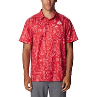 Chemise boutonnée Columbia Scarlet Ohio State Buckeyes Super Slack Tide pour hommes