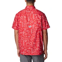 Chemise boutonnée Columbia Scarlet Ohio State Buckeyes Super Slack Tide pour hommes