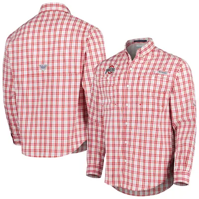 Ohio State Buckeyes Columbia Super Tamiami Omni-Wick Long Sleeve Button-Down Shirt - Scarlet