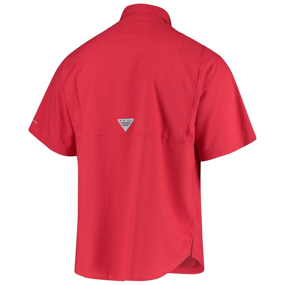 Men's Columbia Scarlet Ohio State Buckeyes Tamiami Omni-Shade Button-Down Shirt
