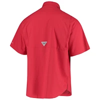 Men's Columbia Scarlet Ohio State Buckeyes Tamiami Omni-Shade Button-Down Shirt