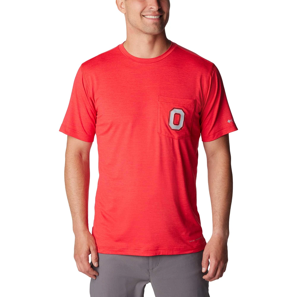 T-shirt Columbia Scarlet Ohio State Buckeyes Tech Trail Omni-Wick pour hommes