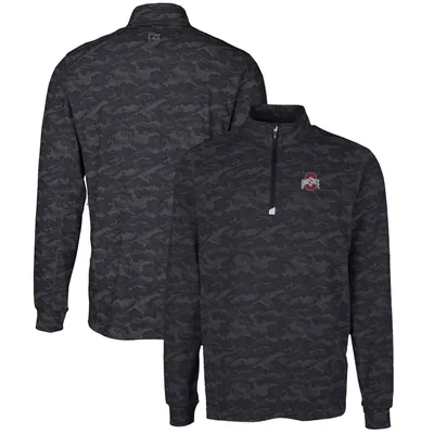 Ohio State Buckeyes Cutter & Buck Big Tall Traverse Camo Print Stretch Quarter-Zip Pullover Top