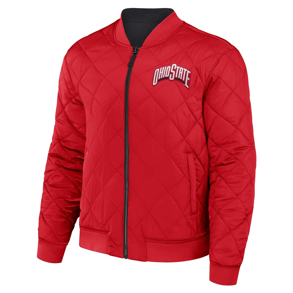 Collection Darius Rucker pour hommes par Fanatics - Blouson aviateur réversible entièrement zippé noir/écarlate Ohio State Buckeyes