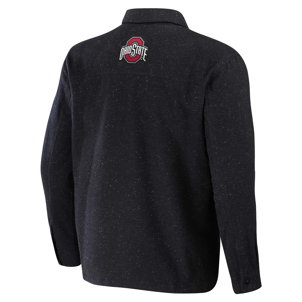 Collection Darius Rucker pour homme par Fanatics Heather Charcoal Ohio State Buckeyes Doublé Sherpa Full-Snap Shacket