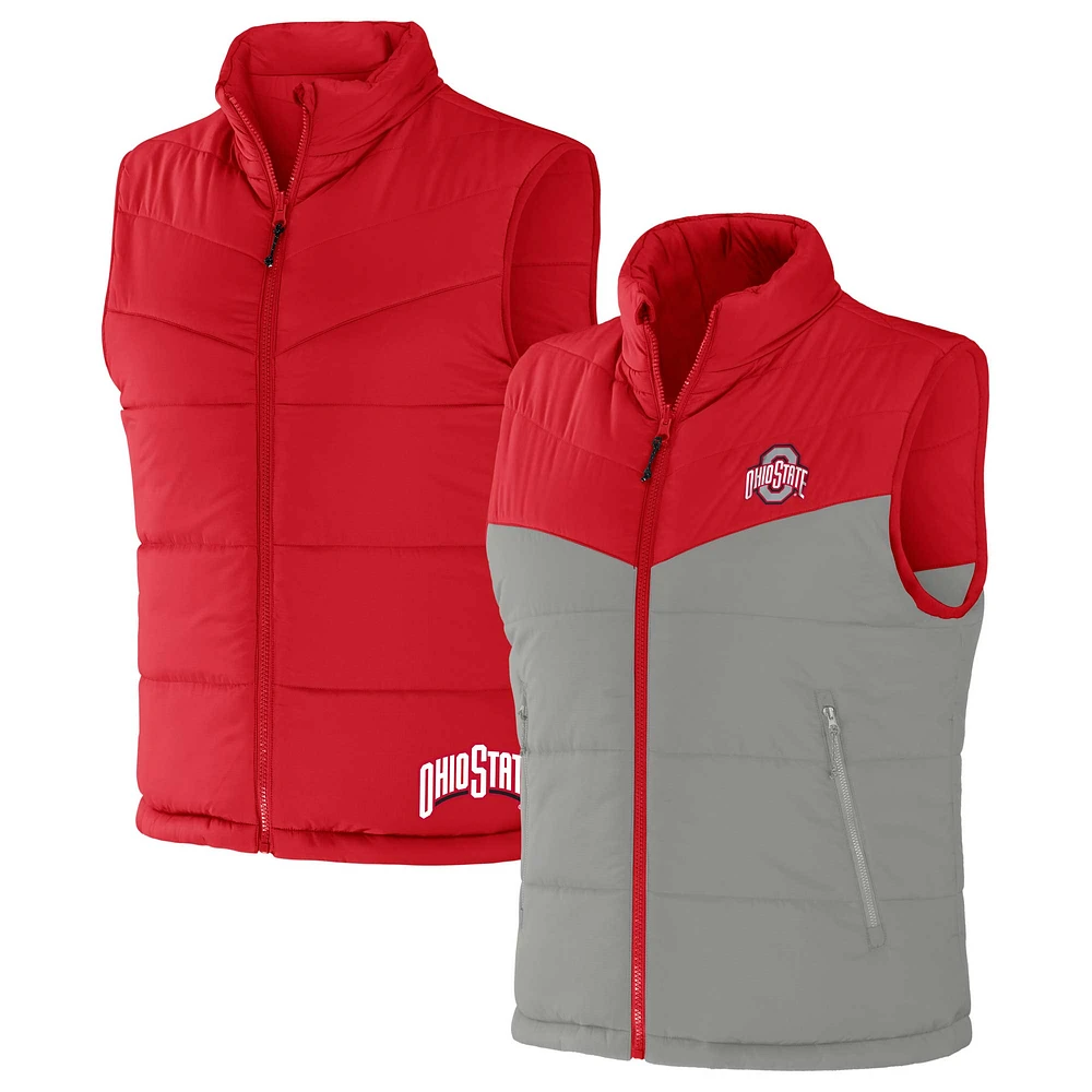 Collection Darius Rucker pour hommes par Fanatics Gilet réversible à fermeture éclair intégrale color block Ohio State Buckeyes écarlate/gris