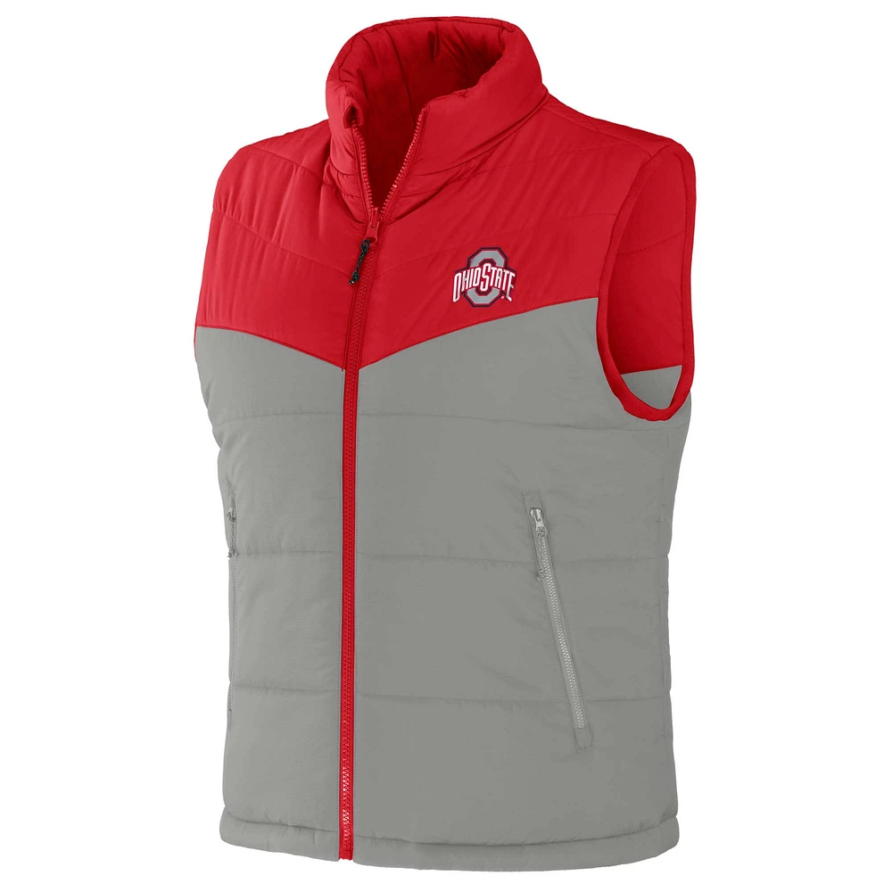 Collection Darius Rucker pour hommes par Fanatics Gilet réversible à fermeture éclair intégrale color block Ohio State Buckeyes écarlate/gris