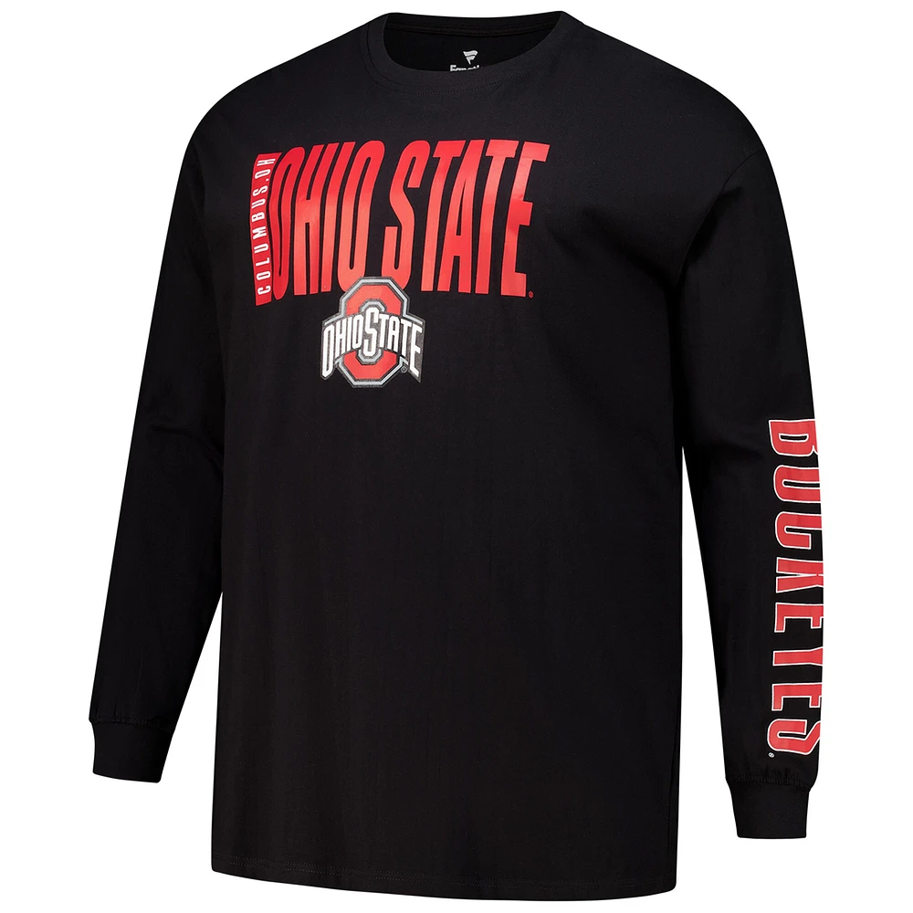 T-shirt à manches longues Fanatics Black Ohio State Buckeyes pour homme, grande taille