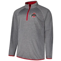 Men's Fanatics Charcoal Ohio State Buckeyes Raglan Big &Tall Quarter-Zip Top