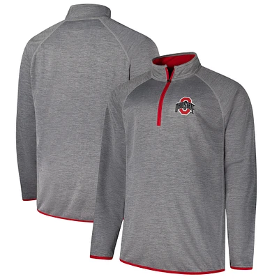 Men's Fanatics Charcoal Ohio State Buckeyes Raglan Big &Tall Quarter-Zip Top