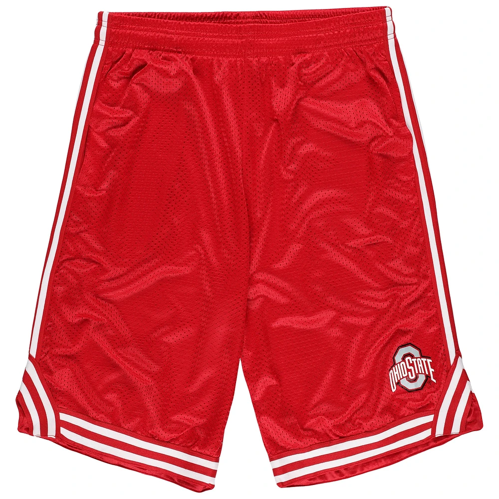 Short en maille à double rayure Fanatics Scarlet Ohio State Buckeyes Big & Tall pour hommes