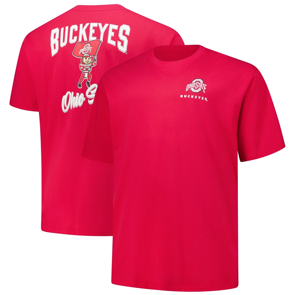 T-shirt Fanatics Scarlet Ohio State Buckeyes pour homme avec casque Big & Tall