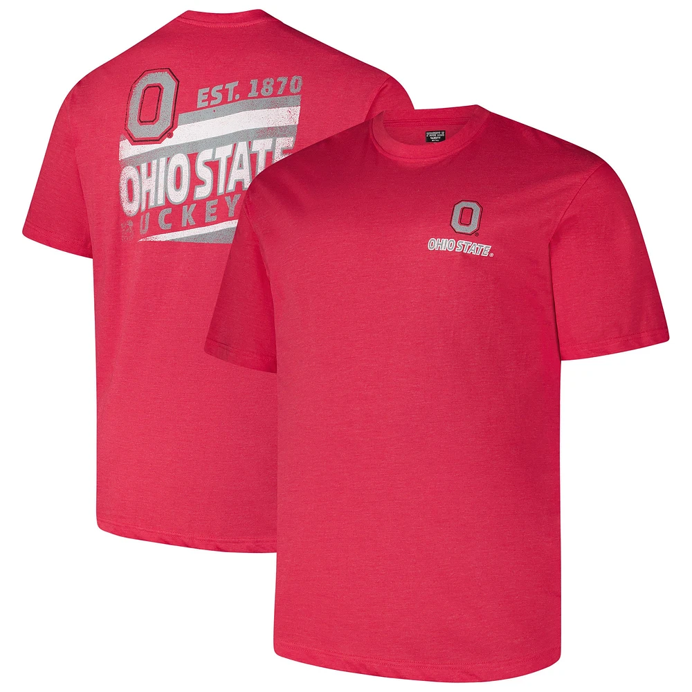 T-shirt Fanatics Scarlet Ohio State Buckeyes pour hommes, grande taille et délavé idéal