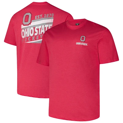 T-shirt Fanatics Scarlet Ohio State Buckeyes pour hommes, grande taille et délavé idéal