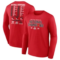 Men's Fanatics Scarlet Ohio State Buckeyes College Football Playoff 2024 National Champions Schedule Long Sleeve T-Shirt