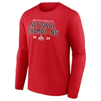 Men's Fanatics Scarlet Ohio State Buckeyes College Football Playoff 2024 National Champions Schedule Long Sleeve T-Shirt