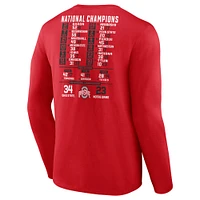 Men's Fanatics Scarlet Ohio State Buckeyes College Football Playoff 2024 National Champions Schedule Long Sleeve T-Shirt