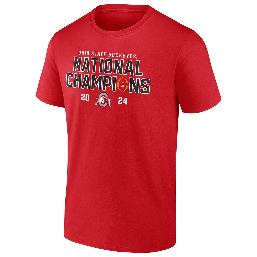 Men's Fanatics Scarlet Ohio State Buckeyes College Football Playoff 2024 National Champions Schedule T-Shirt