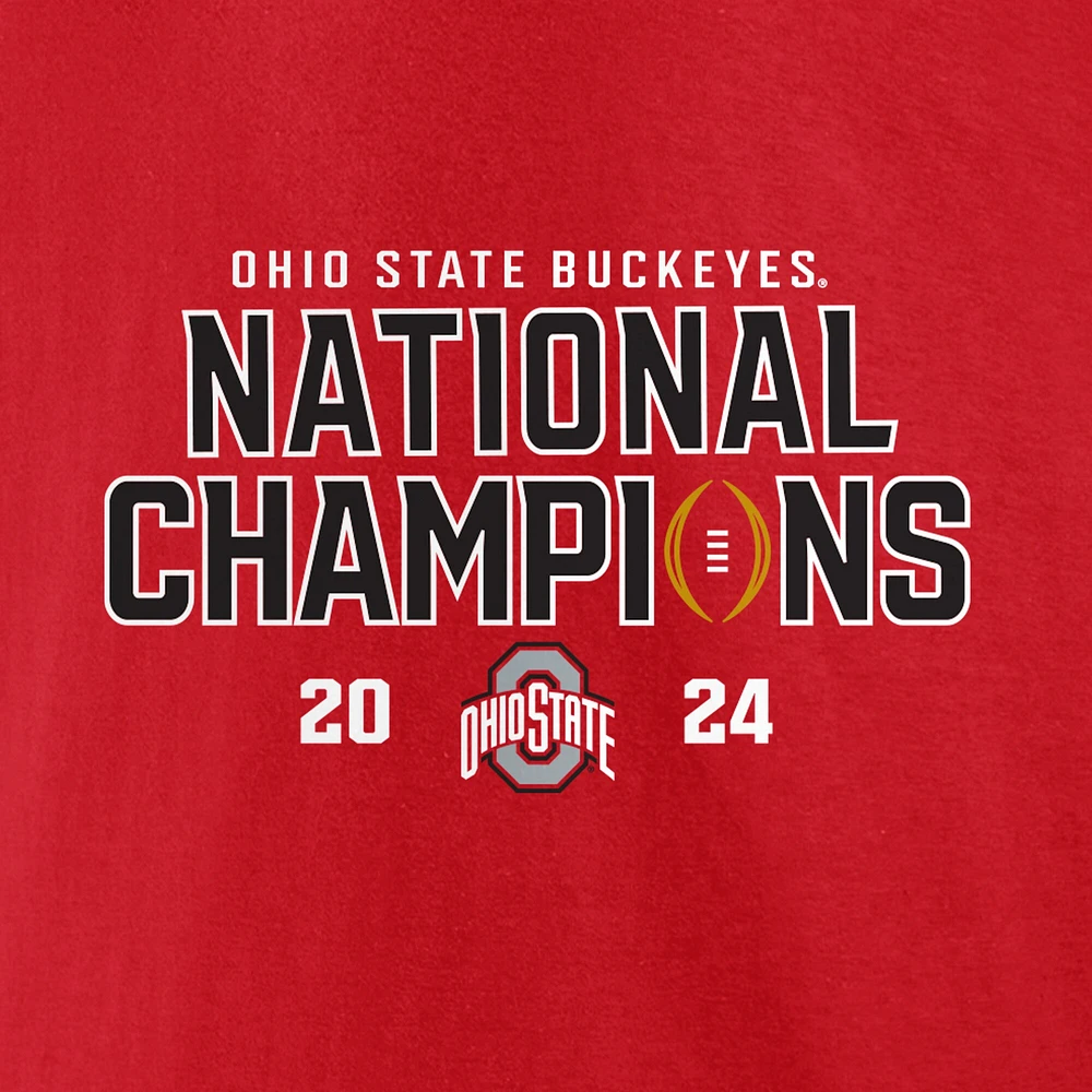 Men's Fanatics Scarlet Ohio State Buckeyes College Football Playoff 2024 National Champions Schedule T-Shirt