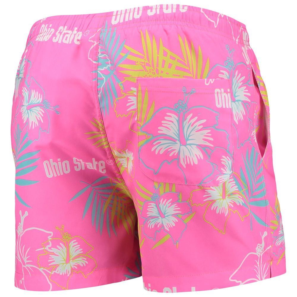 Men's FOCO Pink Ohio State Buckeyes Neon Floral Swim Trunks