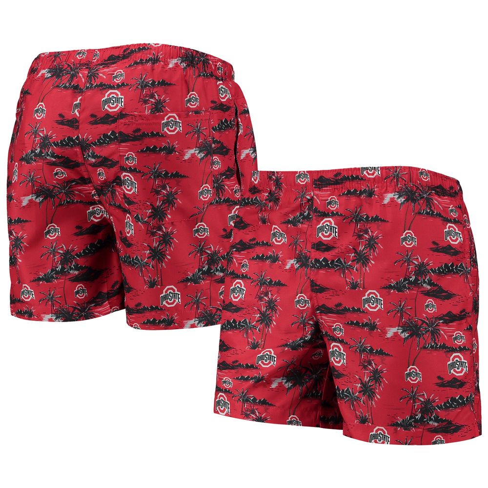 Men's FOCO Scarlet Ohio State Buckeyes Island Palm Swim Trunks