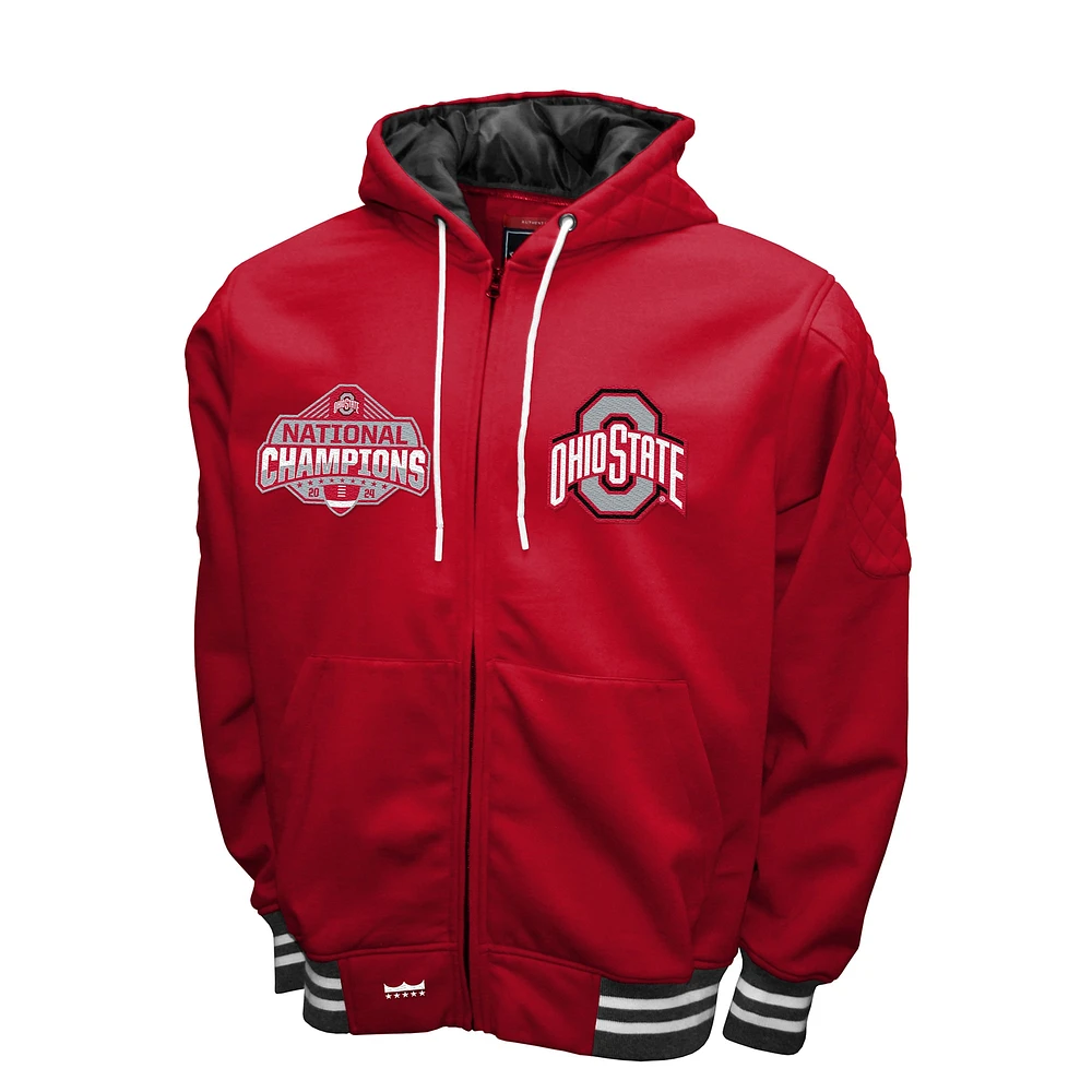 Men's Franchise Club  Scarlet Ohio State Buckeyes College Football Playoff 2024 National Champions Grind Hooded Full-Zip Fleece Jacket