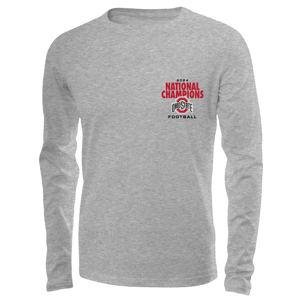 Men's Heather Gray Ohio State Buckeyes College Football Playoff 2024 National Champions Stadium Long Sleeve T-Shirt