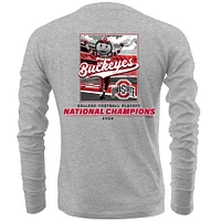 Men's Heather Gray Ohio State Buckeyes College Football Playoff 2024 National Champions Stadium Long Sleeve T-Shirt