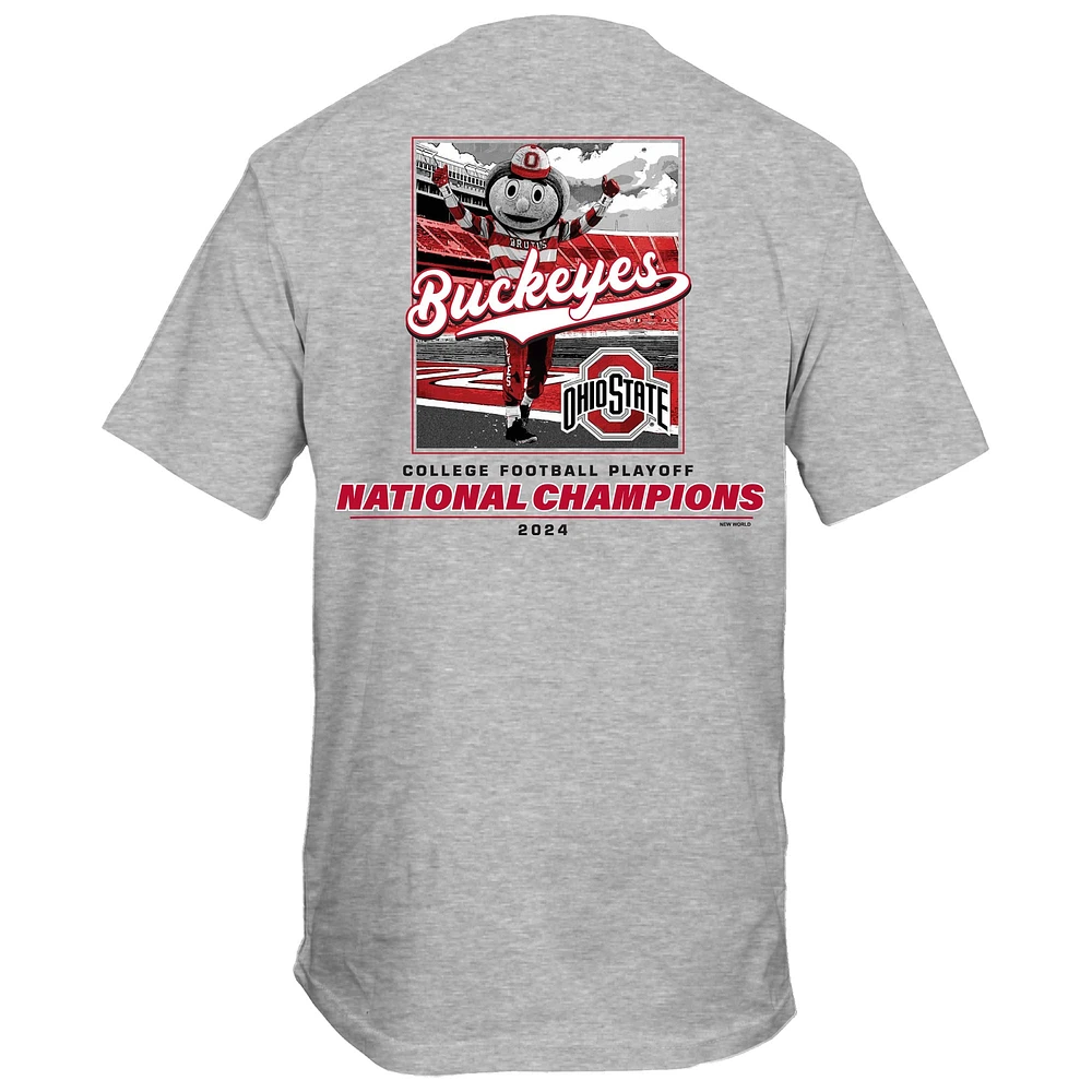 Men's Heather Gray Ohio State Buckeyes College Football Playoff 2024 National Champions Stadium T-Shirt