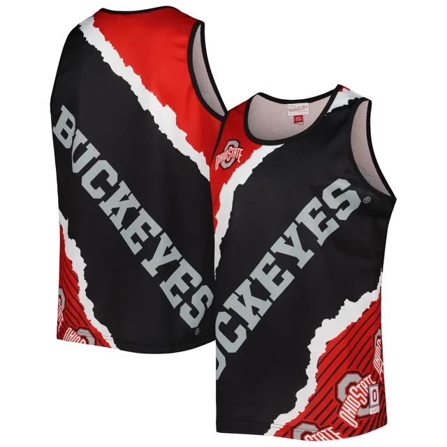 Men's Mitchell & Ness Eddie George Black/Scarlet Ohio State Buckeyes  Sublimated Player Big & Tall Tank Top