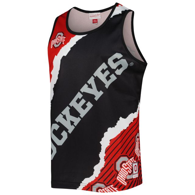 Débardeur sublimé Mitchell & Ness Ohio State Buckeyes Jumbotron 2.0 noir/écarlate pour homme