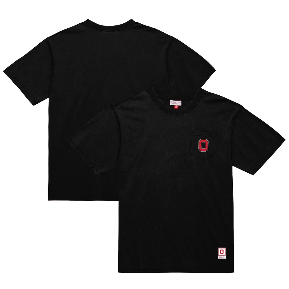 T-shirt noir de qualité supérieure pour homme Mitchell & Ness Ohio State Buckeyes Big Tall Fade Away