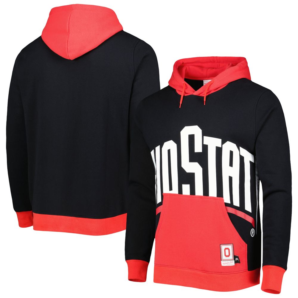 Men's Mitchell & Ness Black Ohio State Buckeyes Big Face Pullover Hoodie