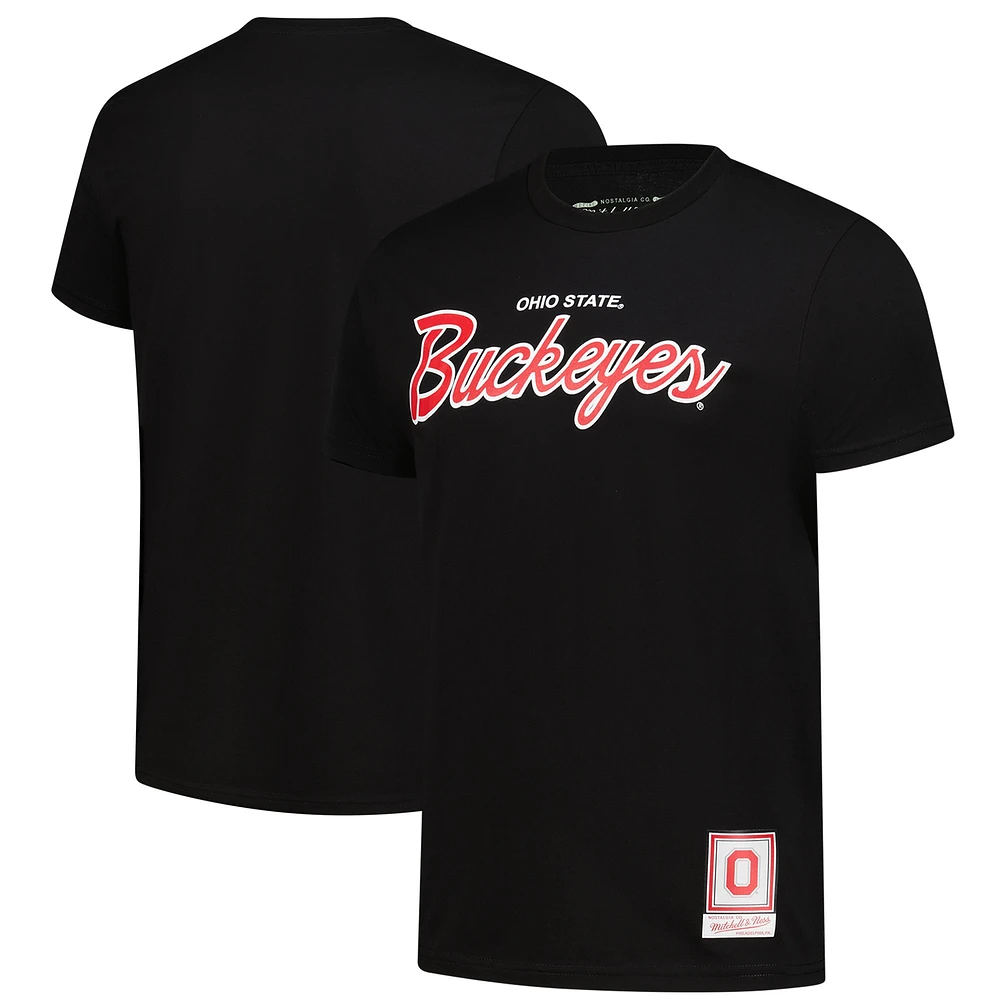 T-shirt noir Mitchell & Ness pour homme avec inscription Ohio State Buckeyes Elite