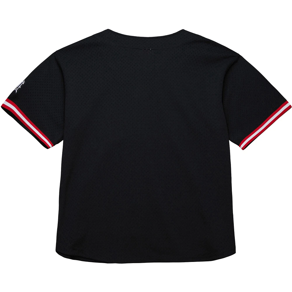 Men's Mitchell & Ness Black Ohio State Buckeyes On The Clock Full-Button Fashion Jersey