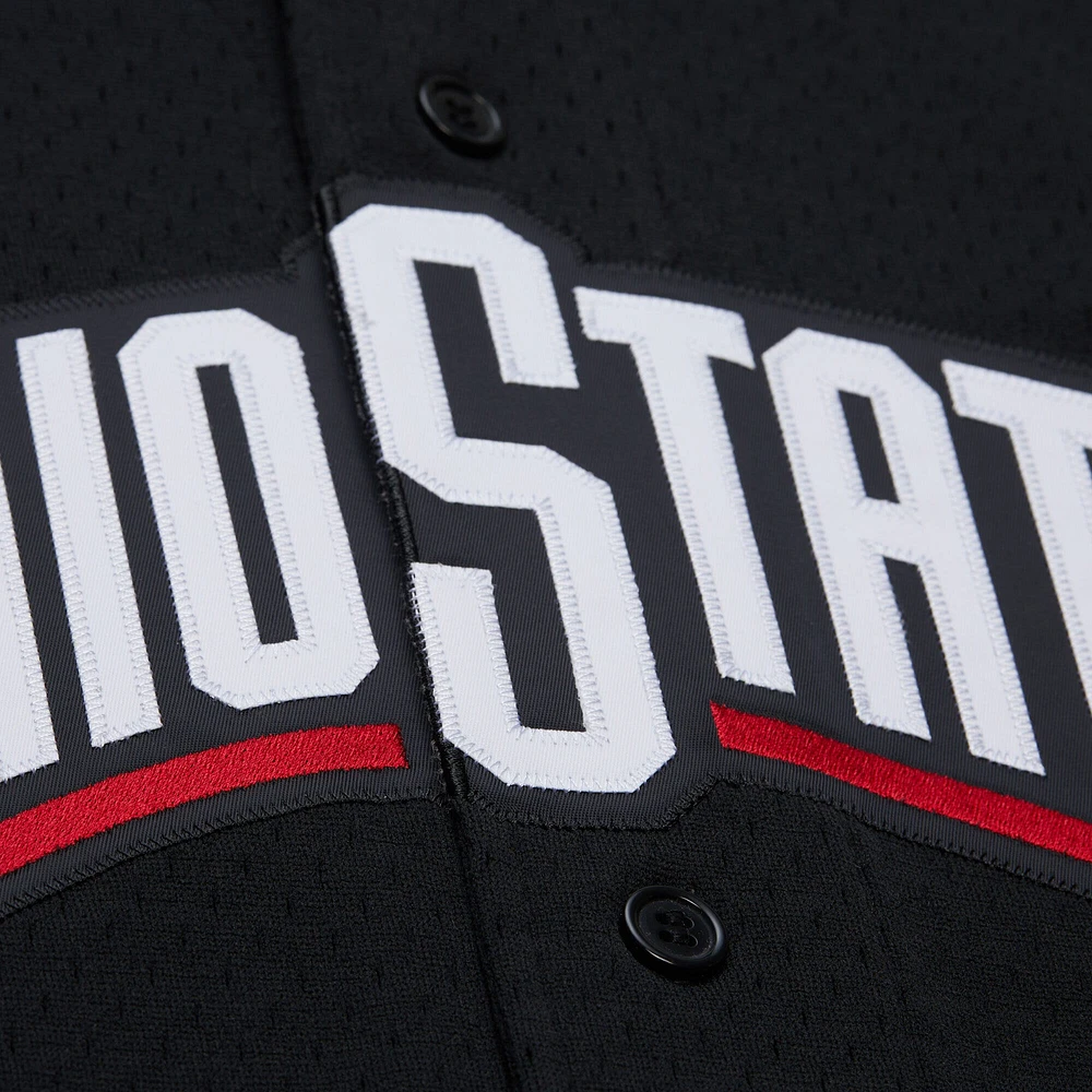 Men's Mitchell & Ness Black Ohio State Buckeyes On The Clock Full-Button Fashion Jersey