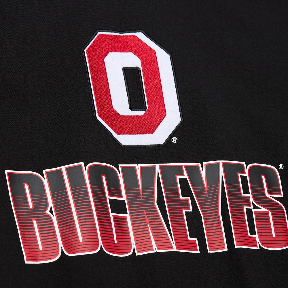 T-shirt noir à manches longues pour hommes Mitchell & Ness Ohio State Buckeyes Throwback