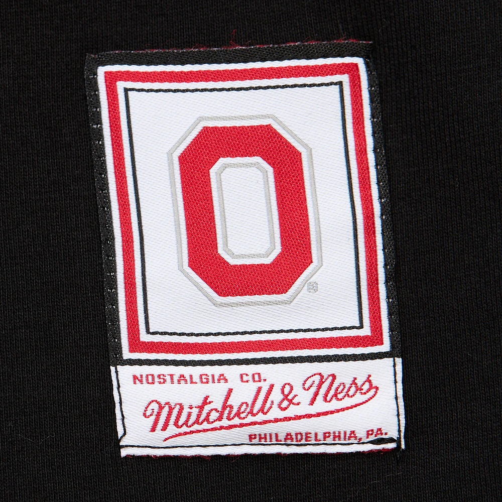 T-shirt noir à manches longues pour hommes Mitchell & Ness Ohio State Buckeyes Throwback