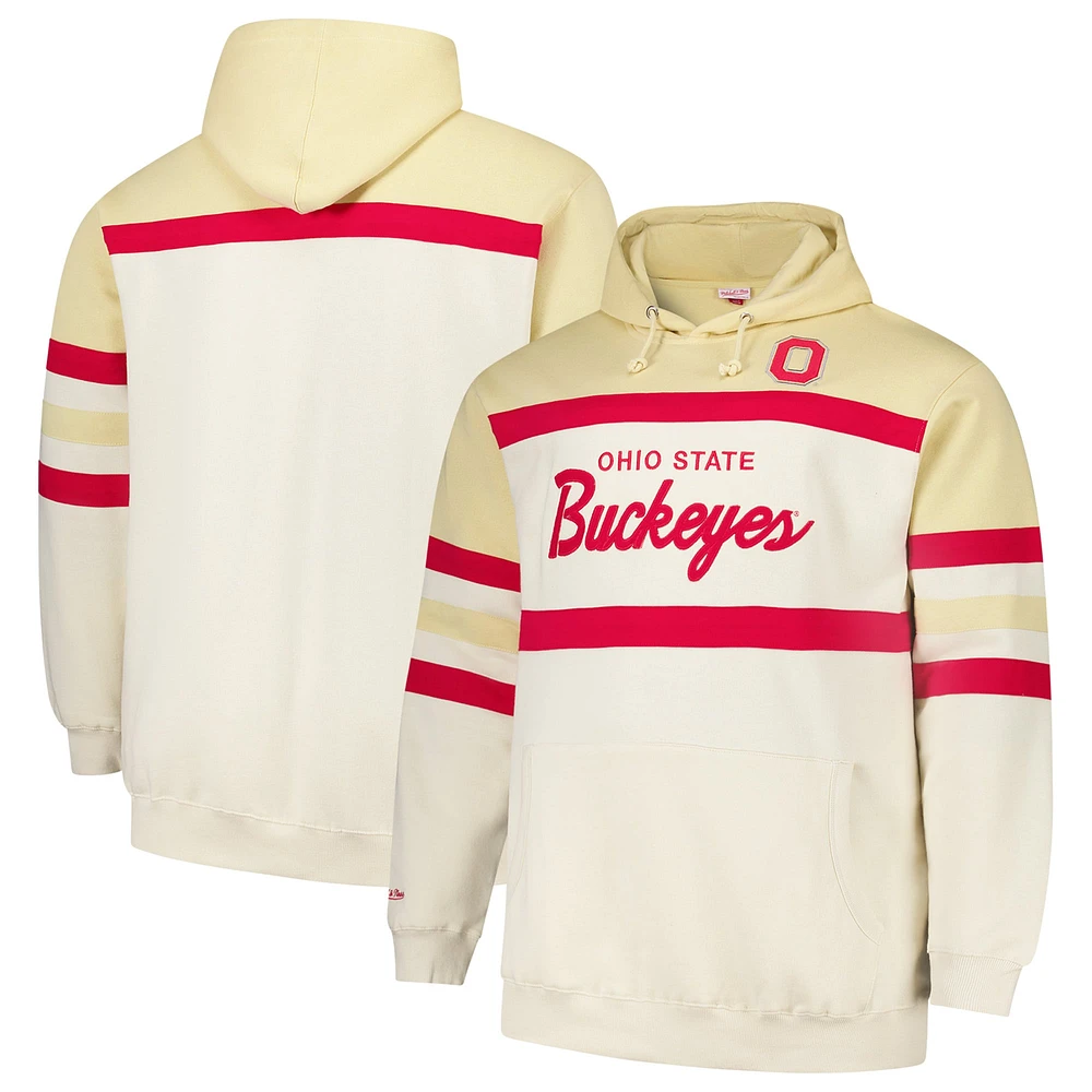 Sweat à capuche Mitchell & Ness pour homme, couleur crème, entraîneur-chef Ohio State Buckeyes, taille grande et