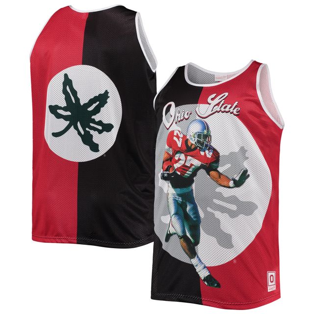 Débardeur pour homme Mitchell & Ness Eddie George noir/écarlate Ohio State Buckeyes Sublimated Player Big Tall