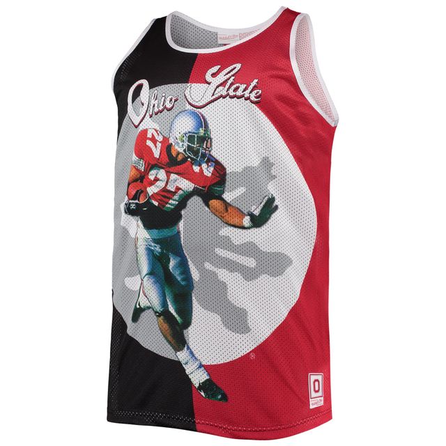 Débardeur pour homme Mitchell & Ness Eddie George noir/écarlate Ohio State Buckeyes Sublimated Player Big Tall